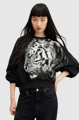 AllSaints bluza bawełniana TIGRESS CYGNI damska kolor czarny z nadrukiem