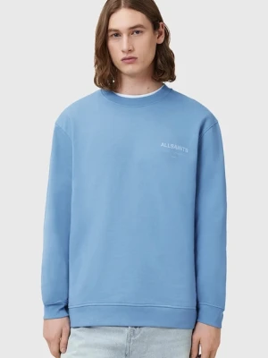 AllSaints bluza bawełniana UNDERGROUND męska kolor niebieski z nadrukiem M033NB