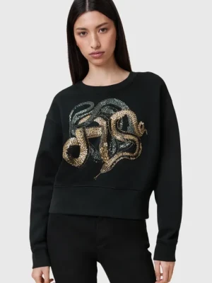 AllSaints bluza SLITHA damskie kolor czarny z aplikacją W045JC