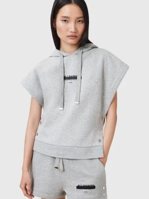 AllSaints bluza SORRI damska kolor szary z kapturem z nadrukiem W093JC
