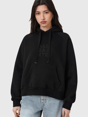 AllSaints bluza STACKS damska kolor czarny z kapturem z aplikacją W131JC