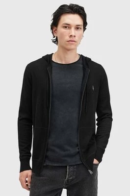 AllSaints bluza wełniana MODE MERINO ZIP HOOD kolor czarny z kapturem melanżowa M084KB