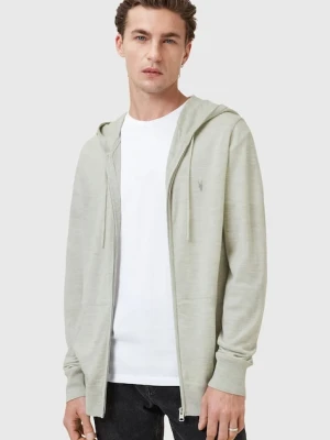AllSaints bluza wełniana MODE MERINO ZIP HOOD kolor zielony z kapturem melanżowa M084KB