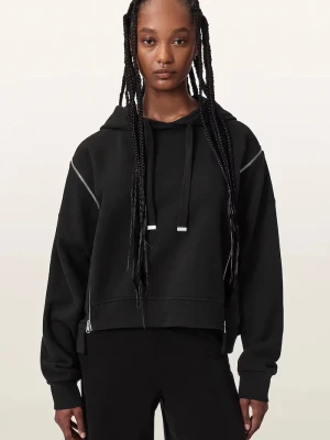 AllSaints bluza z kapturem damska bawełniana CIARA czarny