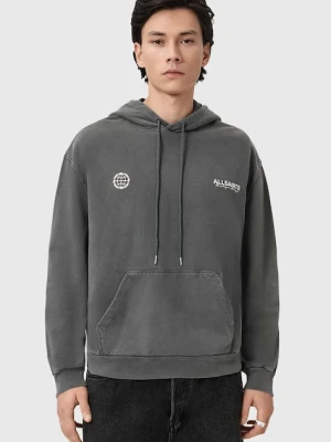 AllSaints bluza z kapturem męska bawełniana EMBLEM szary
