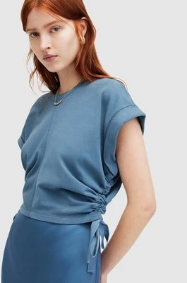 AllSaints bluzka bawełniana MIRA damska kolor niebieski gładka