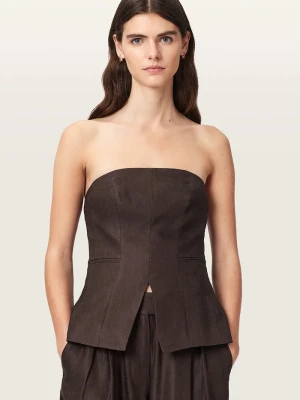 AllSaints bluzka gorsetowa damska z wiskozy CHARLEY brązowy