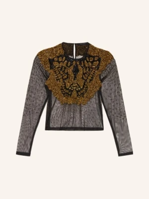 Allsaints Bluzka Greta Z Siateczki Z Cekinami schwarz