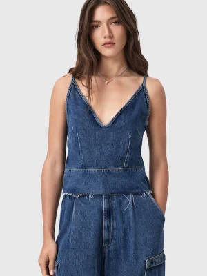AllSaints bluzka jeansowa LILAH damska kolor niebieski gładka W006PD