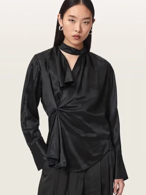 AllSaints bluzka kopertowa damska z wiskozy ZELLIE czarny