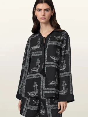 AllSaints bluzka koszulowa damska LETTIE czarny