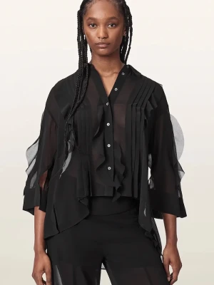 AllSaints bluzka koszulowa damska MINNA czarny