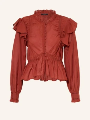 Allsaints Bluzka Lima Z Ażurową Koronką I Falbanami rot