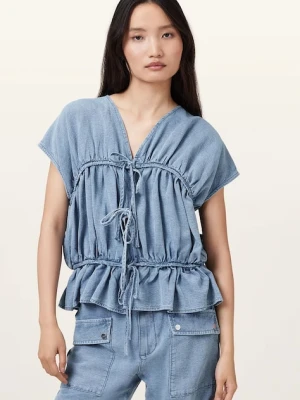 AllSaints bluzka REMY damska kolor niebieski W093PC
