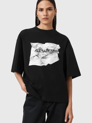 AllSaints bluzka SCRUNCH damska kolor czarny z nadrukiem W049JD