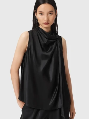 AllSaints bluzka z dodatkiem jedwabiu HERELA damska kolor czarny gładka W011PD