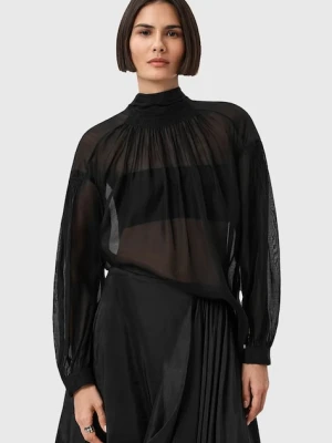 AllSaints bluzka z dodatkiem jedwabiu PEARLA damska kolor czarny gładka W027PD