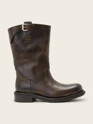 AllSaints botki damskie skórzane Morris Pull On Boot brązowy