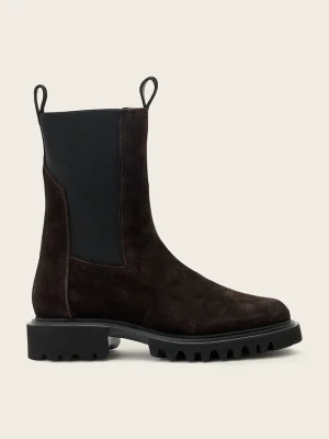 AllSaints botki damskie zamszowe Hallie Suede Boot brązowy