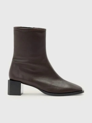 AllSaints botki skórzane AVRIL BOOT damskie kolor brązowy na słupku W096FC