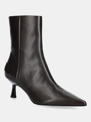 AllSaints botki skórzane Vivian Boot damskie kolor brązowy na szpilce W008FD