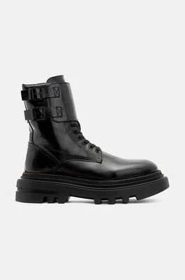 AllSaints botki skórzane Zoe Boot damskie kolor czarny na płaskim obcasie W064FB