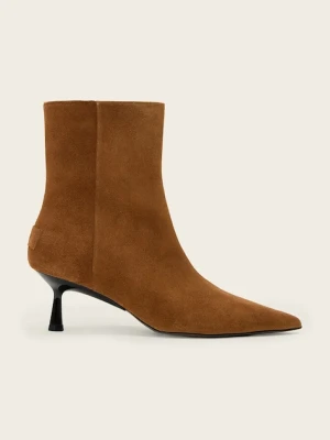AllSaints botki zamszowe Vivian Suede Boot damskie kolor brązowy na szpilce W009FD