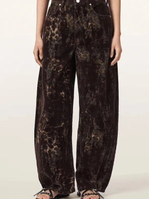 AllSaints jeansy barrel damskie JETT FLOCK brązowy