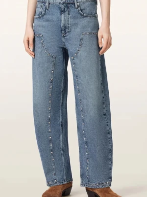 AllSaints jeansy barrel damskie SADIE STUD JEAN niebieski