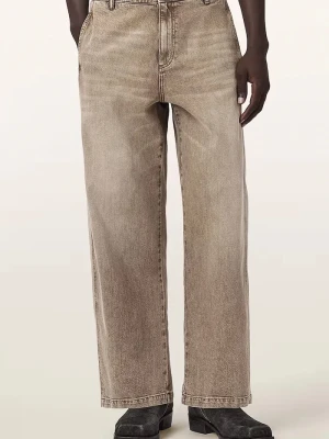 AllSaints jeansy barrel męskie RAAFI brązowy