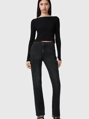 AllSaints jeansy HOLLIS damskie medium waist W013EC