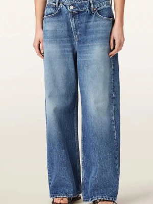 AllSaints jeansy wide leg damskie AKI CROSSOVER JEAN niebieski