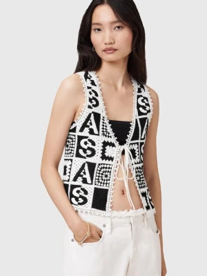 AllSaints kamizelka bawełniana FLORENCE kolor czarny przejściowa W067KC