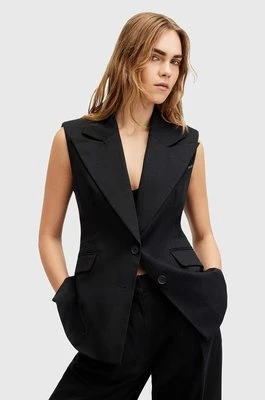 AllSaints kamizelka bawełniana HALLY BLAZER kolor czarny jednorzędowa W009QA