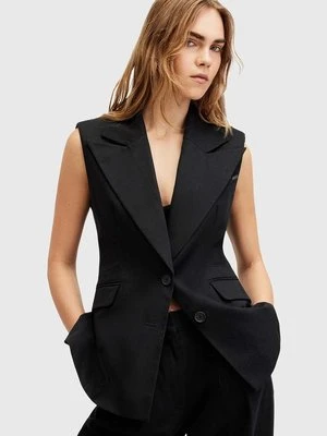 AllSaints kamizelka bawełniana HALLY BLAZER kolor czarny jednorzędowa W009QA