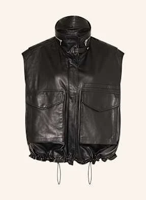 Allsaints Kamizelka Skórzana Clay Gilet schwarz