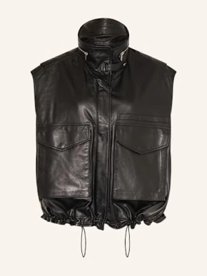 Allsaints Kamizelka Skórzana Clay Gilet schwarz
