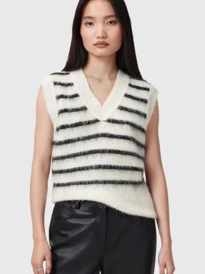 AllSaints kamizelka wełniana RIGA damskie kolor biały lekki W002KC