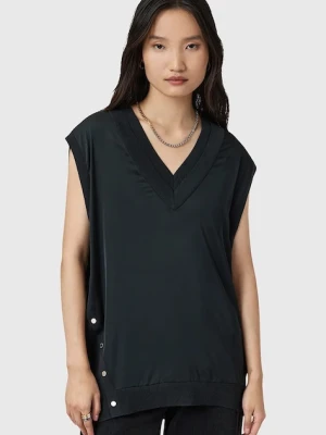 AllSaints kamizelka z dodatkiem wełny BERN damski kolor granatowy lekki W045KD