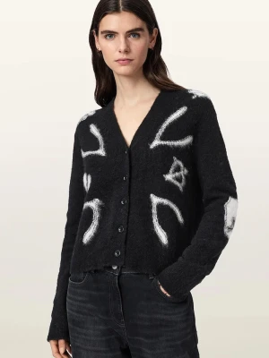AllSaints kardigan damski z wełną CHARM czarny