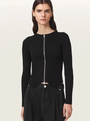 AllSaints kardigan damski z wiskozą CRUZ ZIP czarny