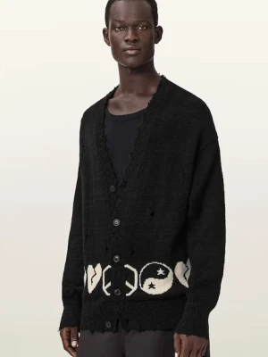 AllSaints kardigan męski bawełniany TABUA czarny