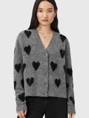 AllSaints kardigan z dodatkiem wełny AMORA kolor czarny ciepły W042KC