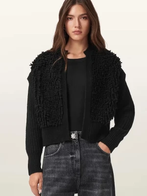 AllSaints kardigan z dodatkiem wełny ELIAS czarny
