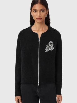 AllSaints kardigan z dodatkiem wełny JAQUELINE kolor czarny W042KD