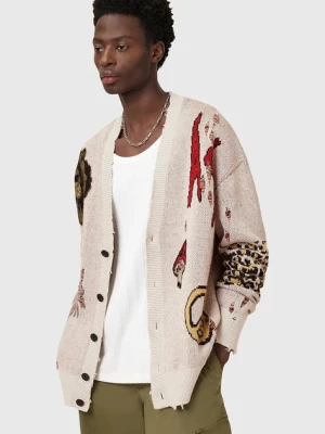 AllSaints kardigan z domieszką wełny JAY męski kolor beżowy M035KC