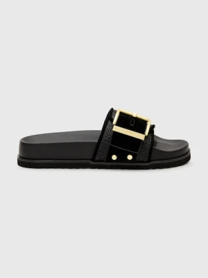 AllSaints klapki Ellie Raffia Slider damskie kolor czarny W094FC