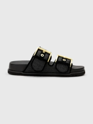 AllSaints klapki Sian Raffia Sandal damskie kolor czarny W090FC