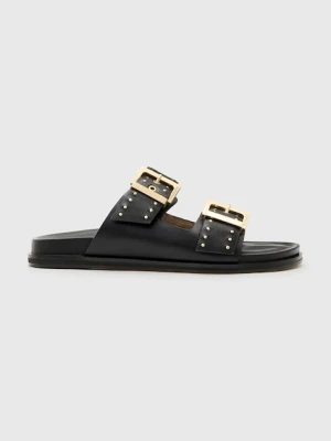 AllSaints klapki skórzane Magda Stud Sandal damskie kolor czarny W114FC