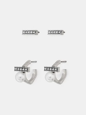 AllSaints kolczyki damskie 2-pack srebrny